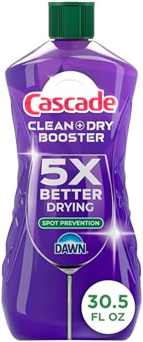 Cascade Rinse Aid Clean & Dry Booster Dishwasher Liquid, Gel & Detergent Pods for Sparkling Clean Dishes, Dishwasher Soap Tablets & Rinse Aid Dry Booster, 30.5oz by Cascade