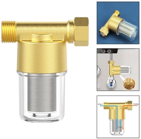 1/2 Inch Water Filter Housing with 40μm Stainless Steel Mesh - Brass Pre-Filter for Sediment Rust Removal - Whole House Plumbing System 90x80x45mm - Image 4