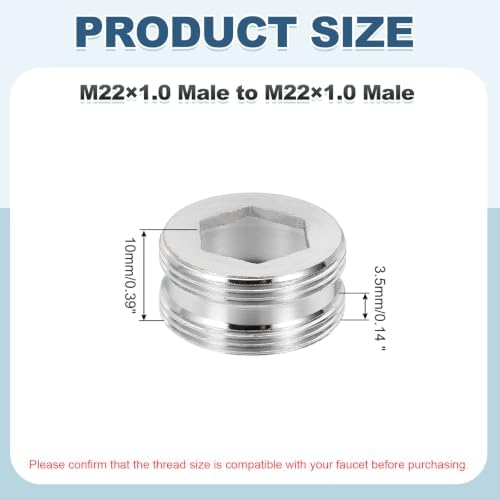 uxcell Faucet Aerator Adapter,M22 Male to M22 Male Brass Faucet Adapter - Image 2