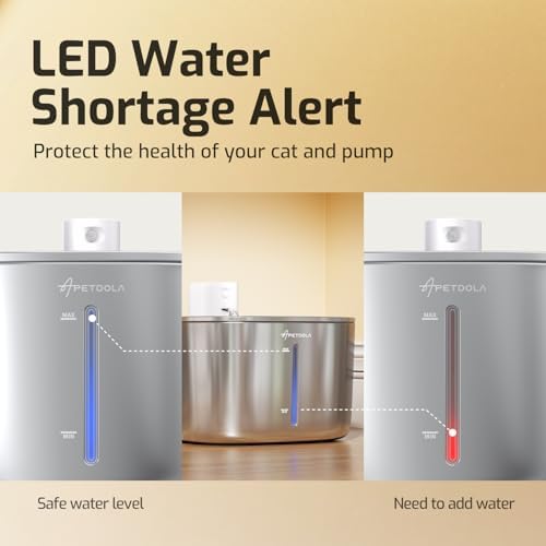 Wireless Cat Water Fountain Stainless Steel,135floz/4L Battery Operated Automatic Pet Fountain,Cordless Cat Water Dispenser Pet Drinking Water Fountain for Multicat Cats Dog Outdoor - Image 6