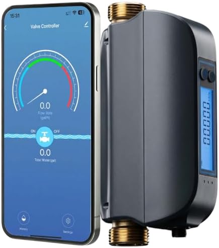 Water Flow Meter, 0.1gal/min Water Flow Monitor Alarm, Water Valve 3/4" by SmartGarden