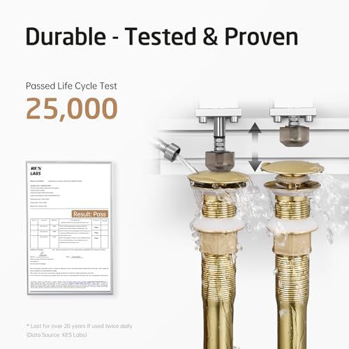 KES Sink Drain Without Overflow Anti Clogging Pop Up Drain with Strainer Bathroom Sink Drain Assembly Brushed Gold, S2013D-BZ - Image 4