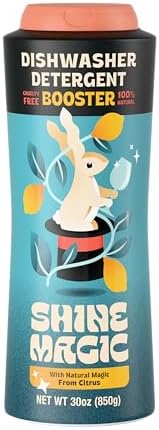Hard Water Dishwasher Rinse Aid Booster, Natural Citric Acid Spot and Film Remover for Spotless Glassware, Works with Any Detergent Pod or Tablet, Septic Safe 30 oz - (Pack of 1) by ShineMagic