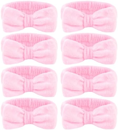 Ondder Spa Headband for Washing Face 8 Pack Pink Skincare Makeup Headbands by Ondder
