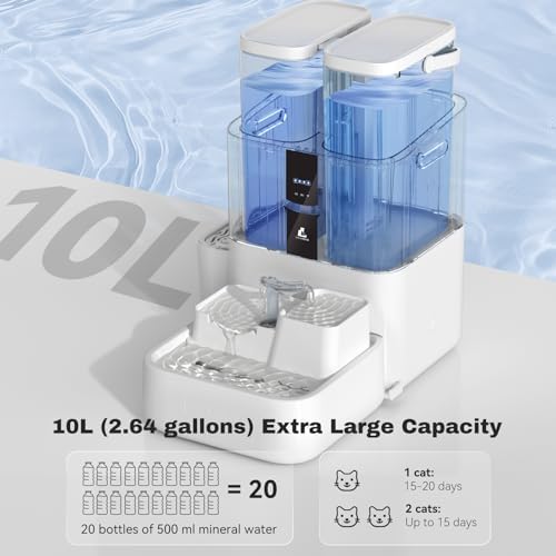 Automatic Cat Water Fountain 10L/338oz Self Filling and Cleaning, Pet Water Dispenser with Filter System for Dogs, 5G Wi-Fi Smart Bowl Wastewater Separation & No Slimy with Quiet Pumps - Image 3