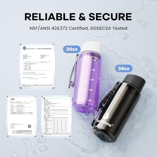 SurviMate Purified Water Bottle for Camping, Hiking, Backpacking and Travel, BPA Free with 5-Stage Intergrated Filter Straw - Image 2