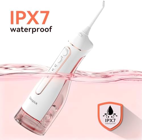 Cordless Portable Water Flosser with 300ML Tank: Rechargeable Oral Irrigator with 5 Tips for Travel, Braces Care and Sensitive Gums, IPX7 Waterproof Teeth Cleaning Device(Pink) - Image 5