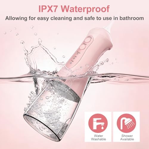 Nicefeel Water Flosser, Portable Water Flosser Cordless for Teeth, Orthodontic, Braces, Sensitive Gums, 5 Jet Tips & 3 Modes, Travel Oral Irrigator Rechargeable with 300ML Water Tank, IPX7 Waterproof - Image 7