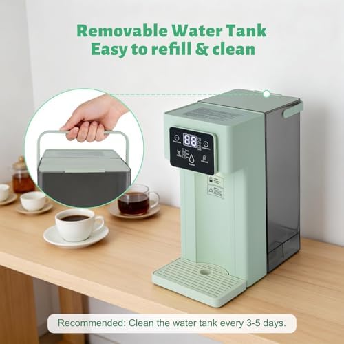1500W Instant Hot Water Dispenser, 3L/0.79gal Instant Hot Water Dispenser Filter, Desktop Electric Water Dispenser w/Smart Touch Screen&Child Lock for Office, Bedroom, Kitchen, ALW-HT18, Green - Image 7