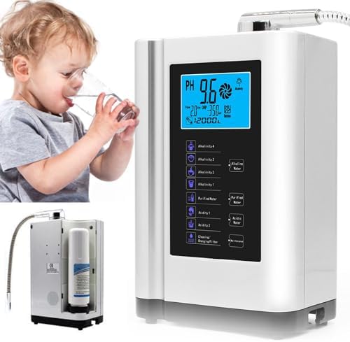 Water Ionizer and Water Purifier Machine,Best Home Alkaline Water Filtration System,PH 3.5-10.5 Alkaline Acid Water Machine, 7 Water Settings,Auto-Cleaning,Intelligent Voice,White by GEHPYYDS