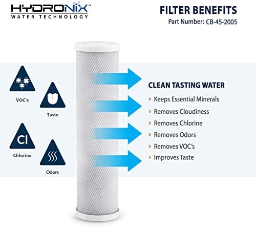 Hydronix CB-45-2005/3 Universal 4.5" x 20” Whole House Water Filter Replacement Cartridge, Commercial & Industrial NSF, Coconut Shell Activated Carbon Block CTO, 5 Micron (3 Pack) - Image 3