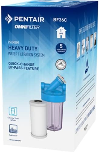 Pentair OMNIFilter BF36C Whole House Water Filtration System, 10" Heavy Duty Big Blue Clear Housing, Valve-in-Head 1" NPT, NSF Certified to Reduce Chlorine Taste and Odor, Includes TO8 Cartridge - Image 2