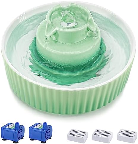 Lawfery Ceramic Cat Water Fountain, 2.1L/71oz Cupcake Pet Fountain by Lawfery