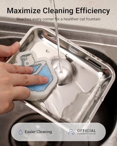 DownyPaws 6 Packs Replacement Filters for Battery Operated Cat Water Fountain DPWFP6, with 1 Cleaning Sponge and 1 Brush, 3 Months Set of Replacement Filters - Image 6