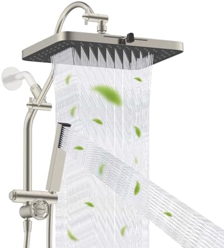 Hibbent 5-Mode 13" Rain Shower head, 4-Mode Handheld Shower, Brushed Nickel by Hibbent
