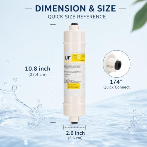 3 Packs 10" UF Ultrafiltration Membrane Water Filter,1/4" Quick-Connect Replacement Cartridges for Refrigerator & Ice Maker,for Reverse Osmosis Systems - Image 2