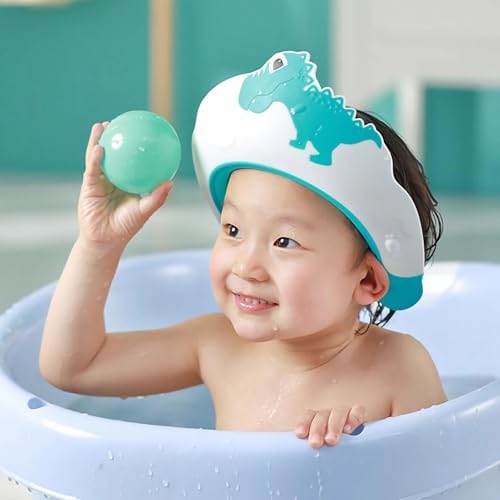 Baby Shower Cap, Baby Toddler Hair Washing Shield, Adjustable Silicone Bath Visor for Toddlers, Shower Hat for Kids 1-9 Years, Blue Dinosaur - Image 7