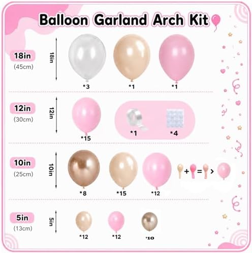 Dusty Pink Balloon Garland Arch Kit Double Stuffed Pearl White Gold - Image 3