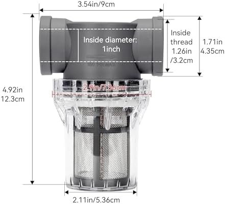 1'' Female NPT in-Line Strainer - Garden Hose Filter for High Pressure Washer, Sediment Filter with 30 Mesh Stainless Steel Screen (1'' 30 Mesh) - Image 2