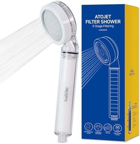 Filter Showerhead Inspired by Korea’s Beauty Culture – Pure Carbon Filters for Softer Skin & Smoother Hair | Carbon Composite Filter | Single Showerhead (AJ8200MC-SNG-1) by ATOJET