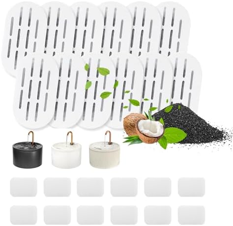 MISFANS Ceramic Cat Water Fountain Filters, 12 Filters and 12 Sponges by MISFANS