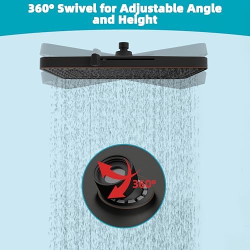 Hibbent cUPC Certified 5 Spray Modes Shower Head, 13'' High Pressure Large Rainfall Shower Head, High Flow Waterfall Bathroom Fixed Showerheads, Adjustable Swivel Ball Joint, Oil Rubbed Bronze - Image 6