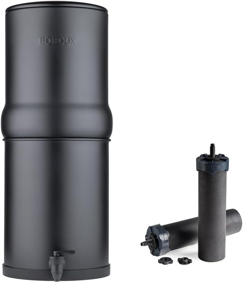 Boroux Legacy Gravity-Fed Countertop Stainless Steel Water Filter System | 3 Gallons with 2 Authentic Black Foundation. Filters | Matte Black - Image 2