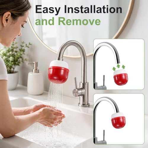 M METERXITY 4-Pack Mushroom Shaped Faucet Water Filter, Red - Image 4