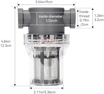 1/2'' Female NPT in-Line Strainer - Garden Hose Filter for High Pressure Washer, Sediment Filter with 30 Mesh Stainless Steel Screen (1/2'' 30 Mesh) - Image 2