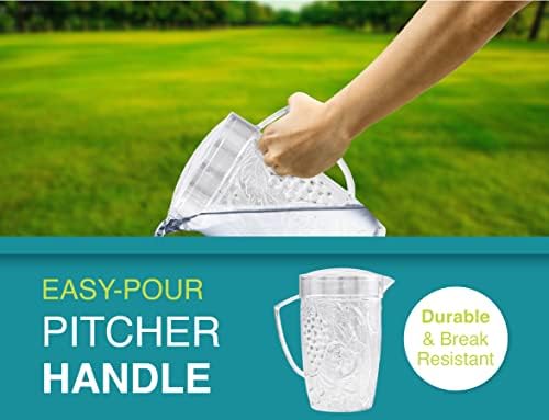 Arrow Clear Plastic Beverage Pitcher with Lid, 76 oz - Thick-Walled Fruit Design - Dishwasher Safe - Ideal for Water, Iced Tea & Juice - BPA Free - Made in USA - Image 5