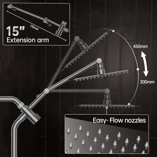 Veken All Metal 10" Luxurious Gray Rain Shower Heads with Handheld Spray - Image 6