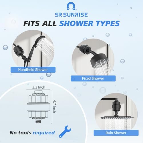 SR SUN RISE 20 Stage Shower Filter for Hard Water, 1 Cartridge, Black - Image 2