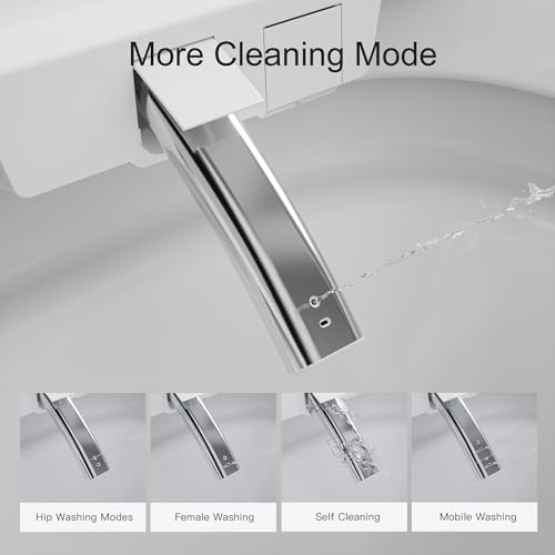 Smart Toilet, One Piece Bidet Toilet for Bathrooms, Toilets with Warm Water Sprayer & Dryer, Foot Sensor Operation, Heated Bidet Seat, Tankless Toilets with Fahrenheit LED Display - Image 4