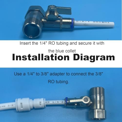 Under Sink T Valve Water Line Splitter 1/2" to 1/4" for RO Filter - Image 3