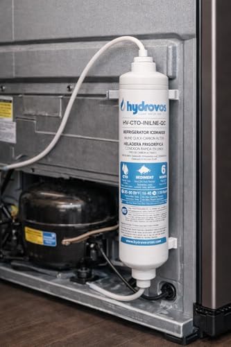 HYDROVOS Inline Water Filter for Refrigerator, Ice Maker, Reverse Osmosis System, 1/4" Push-In Quick Connect, 10" Carbon Water Filter Reduces Chlorine Taste & Odor for Drinking Water, RV Water Use - Image 3