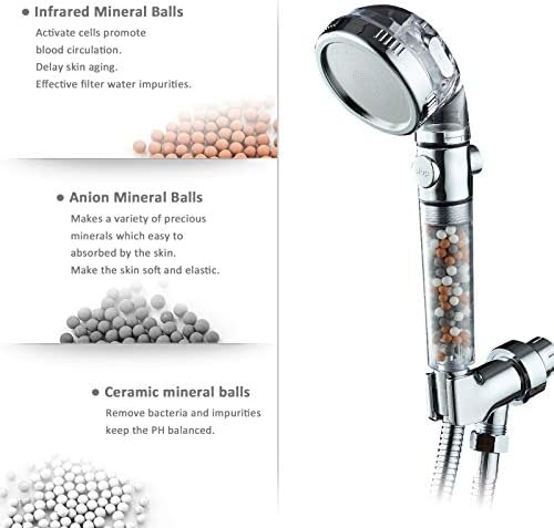 Filtered Shower Head with Purifying Beads – 3 Function High Pressure Handheld Shower for Hard Water – Removes Chlorine & Impurities, Softens Skin/Hair – On/Off Switch, Adjustable Bracket & Hose - Image 3
