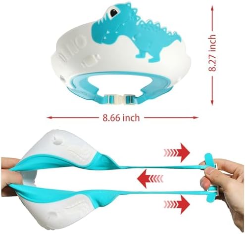 Baby Shower Cap Shield, Shower Cap for Kids, Visor Hat for Eye and Ear Protection for 0-9 Years Old Children,Cute Dinosaur/Crocodile/Hippo shape Makes the Baby Bath More Fun (Dinosaur, Blue) - Image 6