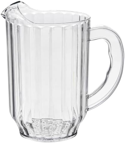 Restaurantware 60 oz Clear Plastic Water Pitcher, Ribbed Carafe, 1 Count - Image 2