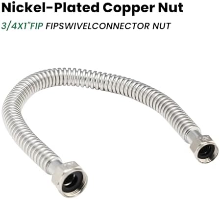 24inch Stainless Steel Corrugated Water Heater Connector Flexible for Female Iron Water Pipes Fitting, 3/4" FIP x 1" FIP, 24" Length (2 Packs) - Image 4