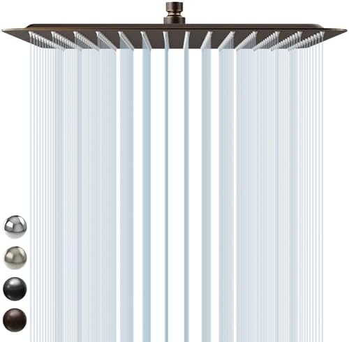 SR SUN RISE Luxury 16 Inch Extra Large Square Stainless Steel Shower Head High Pressure Rainfall Showerhead Ultra Thin Water Saving Oil Rubbed Bronze 2.5 Gpm by SRSUNRISE
