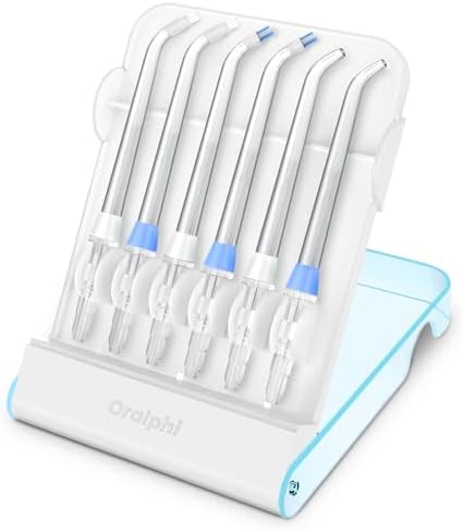 Replacement Tips for Waterpik Water Flosser (2 Classic Jet Tips + 2 Orthodontic Tips + 2 Plaque Chaser Tips+ Storage Case Combo) by Oralphi