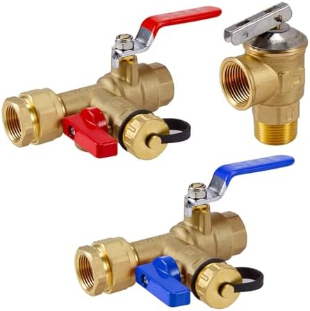 ThermoMate 3/4 Inch IPS Isolator Tankless Water Heater Service Valve Kit, with Pressure Relief Valve, Clean Brass by ThermoMate