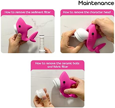 Barumi Livo Handheld Filtered Showerhead for Kids - Shark Pink | Micro Laser-Cut for Soft Water Spray, Multi-Level Filtration Removes Chlorine and Impurities for Skin and Hair - Image 5