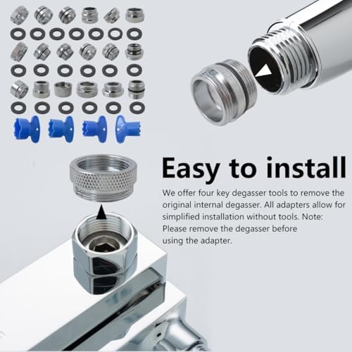 Premium 18 Pieces Faucet Adapter Kit, Kitchen Sink Aerator Adapters with 4Pcs Removal Wrench Tools, Male Female Connectors for Faucet with Removable Aerators to Water Filter, Garden Hose, RV - Image 6