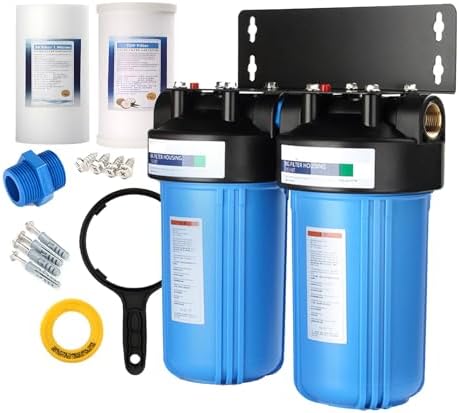 2-Stage Whole House Water Filtration System, 10"×4.5'' Universal Housing, 1" Inlet, Includes PP Cotton and FOF Activated Carbon Filter Element by Unknown