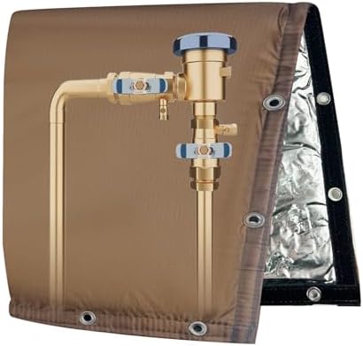 Backflow Preventer Insulated Cover (5˚F) Thick 6-Layer Fabric Pipe Insulation Cover (UV Coated) Winter Freeze Protection,for Water Well Pump Covers and Sprinkler Valve Covers (24" W X 24" H) by Yehchi