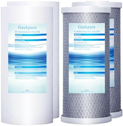 Geekpure 10 Inch Whole House PP and Carbon Filters-4.5 x 10 Inch-5 Micron by Geekpure