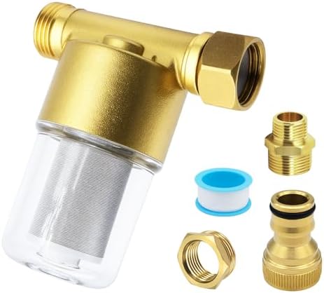 40 Micron Washing Machine Water Filter - Fits 1/2" NPT & 3/4" GHT - Protects Heaters/Showers & Appliances (aurichalceous) by Unknown