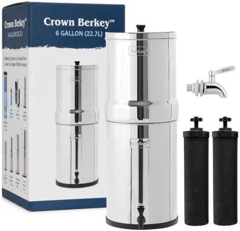 Crown Berkey 6 Gal Water Filter System w/ BB9-2 Filters & Stainless Spigot by Berkey