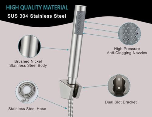 3-Piece Handheld Shower Wand with Long Hose – Brushed Nickel - Image 2